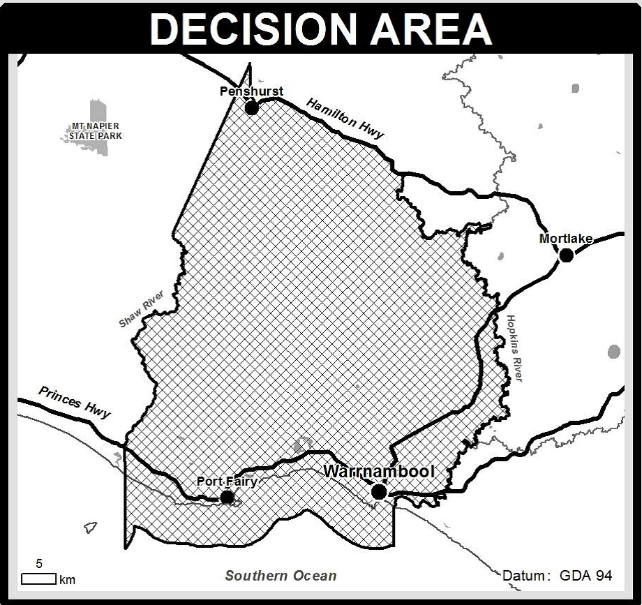 Map of Gunditj Mirring Traditional Owners Aboriginal Corporation and Eastern Maar Aboriginal Corporation RAP application area as determined by the Council's decision