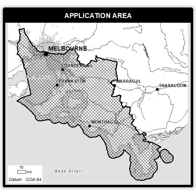 Map of the Boonwurrung Land and Sea (Aboriginal Corporation) RAP application area.