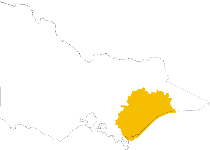 Map of Gunaikurnai Land and Waters Aboriginal Corporation which covers Latrobe, Wellington, Alpine and East Gippsland 