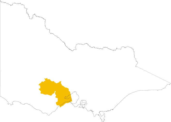 Map of Wathaurung of Aboriginal Corporation trading as Wadawurrung which covers areas of Pyrenees, Ballarat, Golden Plains, Greater Geelong, Moorabool, Wyndham and Surf Coast